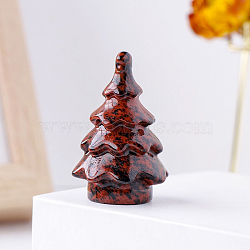 Natural Mahogany Obsidian Christmas Tree Statue, for Home Desktop Display Decoration, 35~40x20~25mm(DJEW-PW0013-25E)