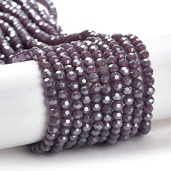 Electroplate Opaque Glass Beads Strands, Faceted(32 Facets), Pearl Luster Plated, Round, Rosy Brown, 3mm, Hole: 0.8mm, about 164~166pcs/strand, 19.69~19.88 inch(50~50.5cm)(EGLA-A035-P3mm-A11)