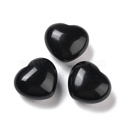 Natural Obsidian Heart Love Stone, Pocket Palm Stone for Reiki Balancing, 40~41x45~46x26~27mm(G-M393-02)