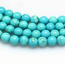 1 Strand Dyed Round Natural Turquoise Beads Strands, 10mm, Hole: 1mm(X-TURQ-G103-10mm-01)
