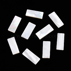 Natural White Shell Cabochons, Rectangle, Floral White, 13x5.5x1.5mm(SSHEL-T017-07)