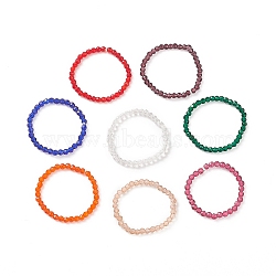 8Pcs 8 Color Bling Glass Round Beaded Stretch Rings Set for Women, Mixed Color, US Size 8(18.1mm), 1Pc/color(RJEW-JR00539)