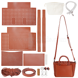 DIY PU Leather Women's Tote Bag Making Kits, including Fabrics, Shoulder Strap, Handle, Buckle, Thread, Needle, Lobster Claw Clasps, Chocolate(DIY-WH0349-203B)