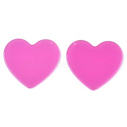 Translucent Cellulose Acetate(Resin) Pendants, Solid Color, Heart, Magenta, 38x41x2mm, Hole: 1.4mm(KY-T040-31E)