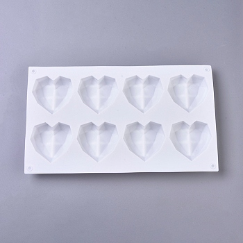 DIY Food Grade Silicone Molds, Fondant Molds, For DIY Cake Decoration, Chocolate, Candy, UV Resin & Epoxy Resin Jewelry Making, Heart, White, 170x293x22mm, Heart: 56x65mm