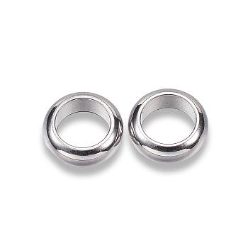 201 Stainless Steel Spacer Beads, Ring, Stainless Steel Color, 6x2mm, Hole: 4mm