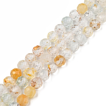 Natural Topaz Beads Strands, Faceted, Round, Grade AB, Gold, 4mm, Hole: 0.3mm, about 97pcs/strand, 15.55 inch(39.5cm)