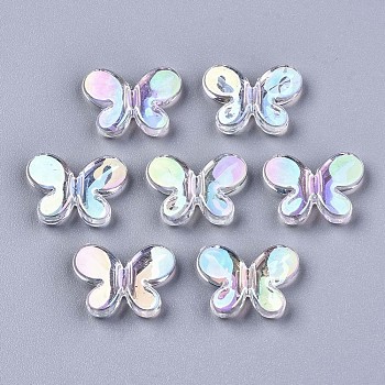 Transparent Acrylic Beads, AB Color, Butterfly, Clear AB, 12.5x17x4mm, Hole: 2mm
