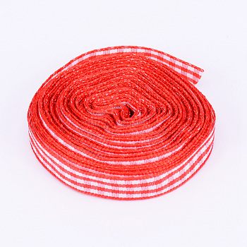 Polyester Ribbon, Tartan Ribbon, Red, 3/8 inch(10mm), about 10.94 Yards(10m)/Roll