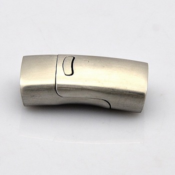 Rectangle 304 Stainless Steel Matte Magnetic Necklace Clasps, with Glue-in Ends, Stainless Steel Color, 24x12.5x7.5mm, Hole: 5x10mm