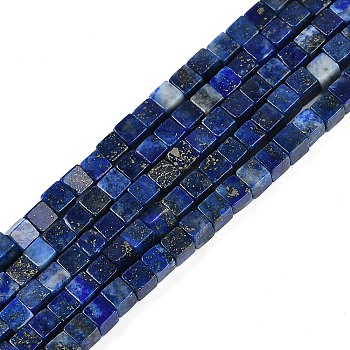 Dyed Natural Lapis Lazuli Beads Strands, Cube, 3.5x3.5x3.5mm, Hole: 0.7mm, about 110pcs/strand, 15.16''(38.5cm)