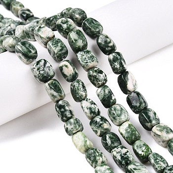 Natural Green Spot Jasper Beads Strands, Cuboid, 10~13x7.5~10x7.5~8mm, Hole: 1.2mm, about 31~33pcs/strand, 15.55~16''(39.5~40cm)