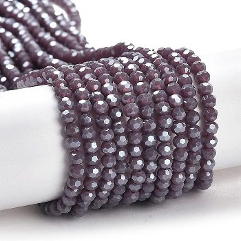 Opaque Glass Beads Strands, Faceted, Round, Rosy Brown, 3mm, Hole: 0.8mm, about 164~166pcs/strand, 19.69~19.88 inch(50~50.5cm)