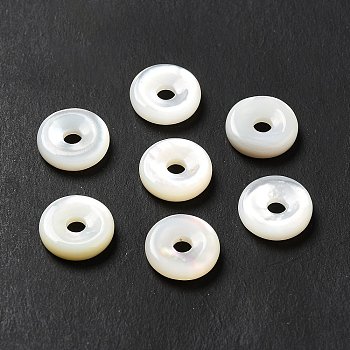 Natural White Shell Beads, Donut/Pi Disc, White, 8x2mm, Hole: 1.6mm