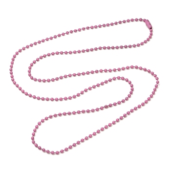 Iron Ball Bead Chains, Soldered, with Iron Ball Chain Connectors, Pearl Pink, 28 inch, 2.4mm