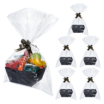 Kraft Paper Gift Storage Boxes, Rectangle, with Plastic Bags and Bowknot, Black, 25.2x21.7x10.8cm
