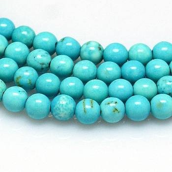 Natural Howlite Beads Strands, Dyed & Heated, Round, 10mm, Hole: 1mm, about 38~40pcs/strand, 16 inch