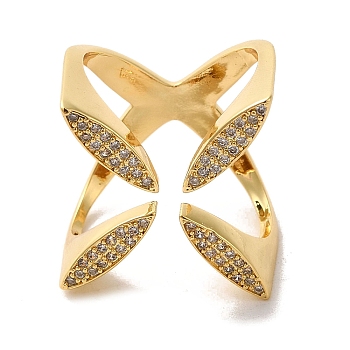 Brass Micro Pave Cubic Zirconia Rings, Real 18K Gold Plated, 22mm, Inner Diameter: 18mm