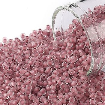 TOHO Round Seed Beads, Japanese Seed Beads, (771FM) Cranberry Lined Crystal Rainbow Matte, 11/0, 2.2mm, Hole: 0.8mm, about 5555pcs/50g