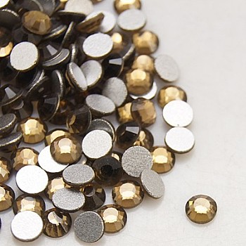 Glass Flat Back Rhinestone, Grade A, Back Plated, Faceted, Half Round, Smoked Topaz, 7.1~7.3mm, about 288pcs/bag