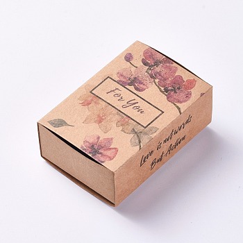 Creative Portable Foldable Paper Drawer Box, Jewelry Candy Wedding Party Gift Packaging Boxes, Rectangle, Flower Pattern, Colorful, Box: 8.4x6x3cm