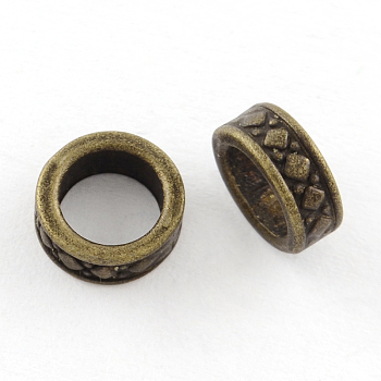 Tibetan Style Alloy Beads, Cadmium Free & Lead Free, Donut, Antique Bronze, 7.5x3mm, Hole: 5mm, about 2702pcs/1000g