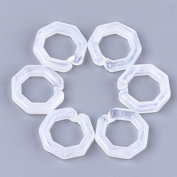 Acrylic Linking Rings, Quick Link Connectors, For Jewelry Chains Making, Imitation Gemstone Style, Octagon, White & Clear, 25.5x25.5x5.5mm, Hole: 16x16mm, about: 250pcs/500g