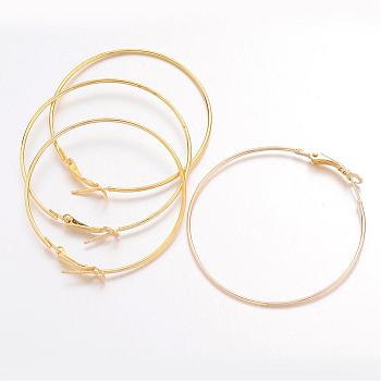Iron Jewelry Hoop Earrings, Golden, 18 Gauge, 49x1mm, Pin: 1mm