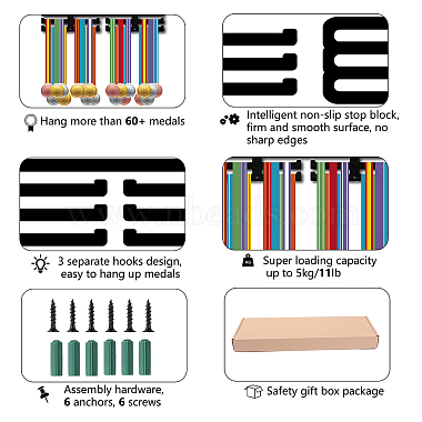 Fashion Iron Medal Hanger Holder Display Wall Rack(ODIS-WH0037-055)-3