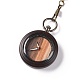 Ebony Wood Pocket Watch with Brass Curb Chain and Clips(WACH-D017-A17-01AB-03)-2