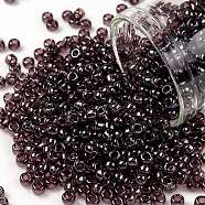 TOHO Round Seed Beads, Japanese Seed Beads, (115) Transparent Luster Amethyst, 8/0, 3mm, Hole: 1mm, about 1110pcs/50g(SEED-XTR08-0115)