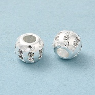Rack Plating Brass Micro Pave Cubic Zirconia Beads, Long-Lasting Plated, Lead Free & Cadmium Free, Rondelle, Silver, 7x5.5mm, Hole: 3mm(KK-F866-06S)