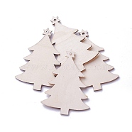 Undyed Wood Pendants, Christmas Tree, Antique White, 86.5x64x3mm, Hole: 3mm(WOOD-I004-03)