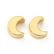 Brass Beads, Cadmium Free & Lead Free, Moon, Real 18K Gold Plated, 7x6x3mm, Hole: 1.4mm(KK-G416-29G)