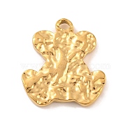 Ion Plating(IP) 304 Stainless Steel Pendants, Textured Bear Charms, Real 18K Gold Plated, 19.5x17.5x2.5mm, Hole: 1.5mm(STAS-N103-175G)