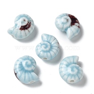 Handmade Porcelain Beads, Snail, Light Blue, 20~21x16~17x9~10.5mm, Hole: 3mm(PORC-L080-F17)