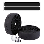 Adhesive PU Non-slip Bike Handlebar Tapes, Bicycle Bar Grips Cover, with Plug, Black, 31.5x3mm, 2m/roll, 2 rolls/set(FIND-WH0112-54A)