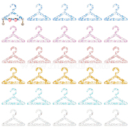Elite 30Pcs 6 Colors Transparent Acrylic Earring Display Accessories, with Glitter Powder, for Earring Organizer Holder, Clothes Hanger shape, Mixed Color, 3.95x5.45x0.3cm, Hole: 2mm, 5pcs/color(EDIS-PH0001-75)