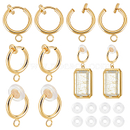 30Pcs Brass Clip-on Earring Findings, with Loops, for Non-pierced Ears, Cadmium Free & Lead Free, with 30Pcs Silicone Clip on Earring Pads, Real 18K Gold Plated, 15.5x11x1.5~4.5mm, Hole: 1.8mm(KK-GA0001-54G)