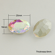 Glass Pointed Back Rhinestone, Back Plated, Faceted, Oval, Colorful, 18x25x6mm(RGLA-Q011-18x25mm-21)