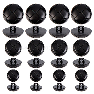 100Pcs 1-Hole Plastic Buttons, Half Round, Black, 15~25x9.5~14mm, Hole: 2.5~3mm, 100pcs/box(BUTT-CA0001-05A)