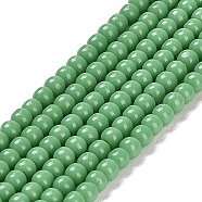 Imitation Jade Glass Beads Strands, Round, Green, 2~2.5mm, Hole: 0.6mm, about 173~180pcs/strand, 14.57''~14.84''(37~37.7cm)(GLAA-K062-A01-02)