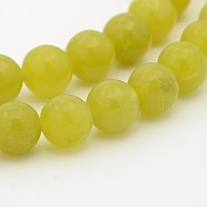 Natural Olive Jade Round Bead Strands, 8mm, Hole: 1mm, about 49pcs/strand, 15.7 inch(G-P070-32-8mm)