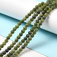 Natural Gemstone Beads, Taiwan Jade, Round, Olive, about 4mm in diameter, hole: 0.8mm, about 88pcs/strand, 15 inch(Z0NCT011)