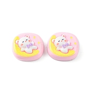 Opaque Cute Cartoon Resin Cabochons, Rectangle, Pearl Pink, 15.5~17x16~17.5x7.5~8mm(CRES-O006-06B)