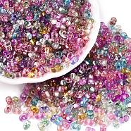 Baking Paint Transparent Glass Seed Beads, Silver Lined, Peanut, Mixed Color, 5.5~6.5x3.5~4x3~3.5mm, Hole: 1.2~1.4mm, about 4500pcs/pound(SEED-N006-05)