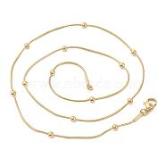 Vacuum Plating 304 Stainless Steel Round Snake Chain Necklaces, with Round Beads, Golden, 17.71 inch(45cm)(STAS-A051-08G)