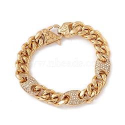 Crystal Rhinestone Oval Link Chains Bracelet, Ion Plating(IP) 304 Stainless Steel Curb Chains for Women, Golden, 8-1/4 inch(21cm)(BJEW-E107-05G-01)