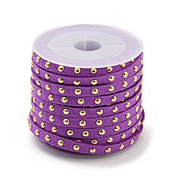 Faux Suede Cord, with Golden Tone Alloy Rivet, For Punk Rock Jewelry Making, Dark Orchid, 5x2.5mm, about 5.46 yards(5m)/roll(LW-Q016-5mm-1068)