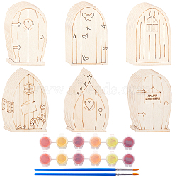 Painting Supplies, Including Natural Wood Cabochons, with Plastic Paint Pots Strips, Plastic Paint Brushes Pens, BurlyWood, 40pcs/set(DIY-NB0001-89)